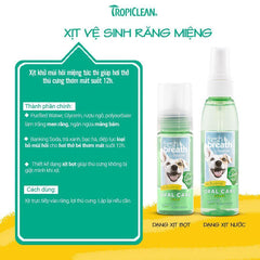 Xịt Thơm Miệng Cho Chó Tropiclean Oral Care 118ml (Mỹ) - Paddy Pet Shop