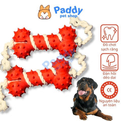 Đồ Chơi Cho Chó Xương Cao Su Gai Dày Đính Dây Thừng TPet - Paddy Pet Shop